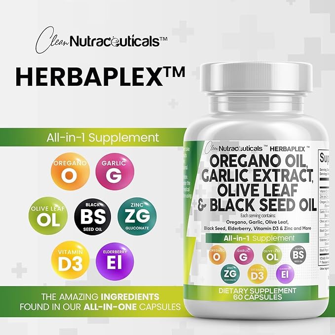 Clean Nutraceuticals Oregano Oil Garlic Extract D3 & 3Pack