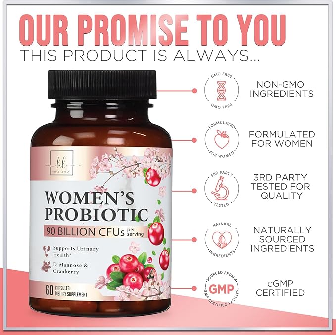 Probiotics for Women 90 Billion CFU, 16 Probiotic Strains with Cranberry, D-Mannose & Prebiotics, for Feminine PH Balance, Vaginal Odor & Digestive Health, Immune Support, Shelf Stable - 60 Capsules