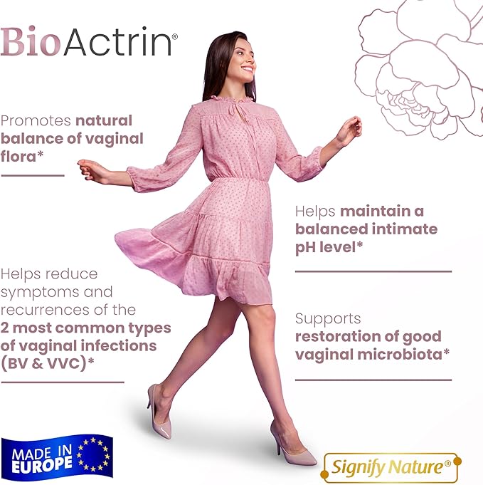 Bioactrin Vaginal Probiotics for Women - Formulated Bacterial Vaginosis Treatment, Yeast Infection and Vaginitis Relief - BV Treatment for Women Probiotic- pH Female Vaginitis Support - 28 Pills