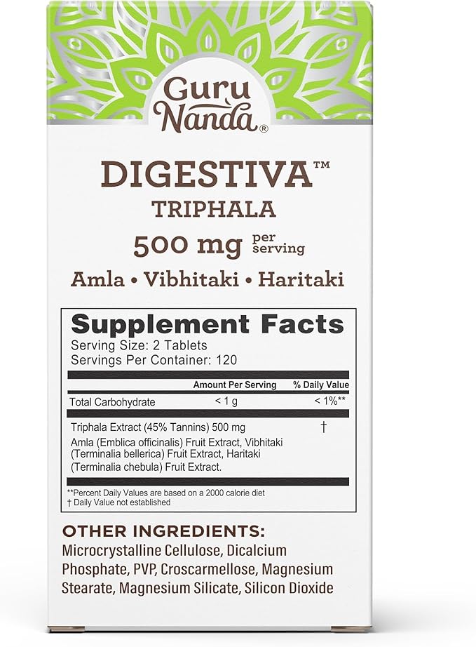 GuruNanda Digestiva Triphala (240 Tablets), Supports