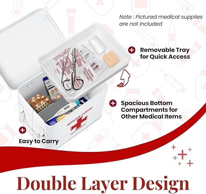 Flexzion First Aid Box Organizer, Empty 8.5 Inch