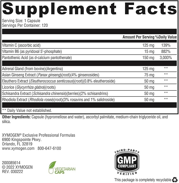 XYMOGEN Adrenaliv - Adrenal Support Supplement B6 (120 (120 Capsules)