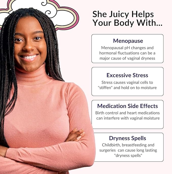 Flower Power She Juicy Gummies - Vaginal Moisturizer for Dryness, Feminine Care, Sugar Free Slippery Elm Bark Mix Berries, Blueberry Flavor, Vegan, 60 Gummies