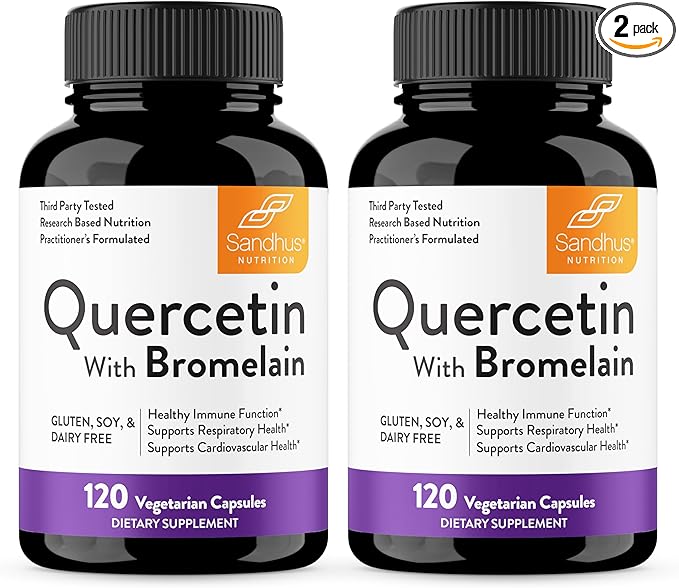 Sandhu's Quercetin with Bromelain 1000mg Per 120 Count 2) Vegetarian