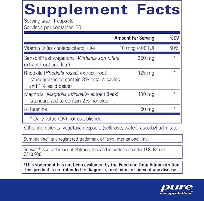 Pure Encapsulations Cortisol Calm 60 Capsules