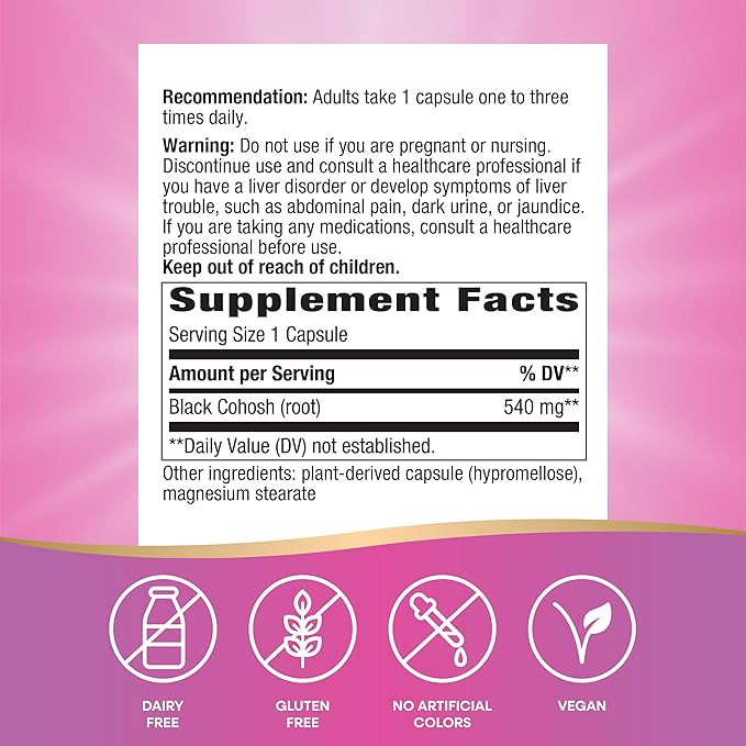 Nature's Way Black Cohosh Root, Traditional 540 mg 180 Capsules