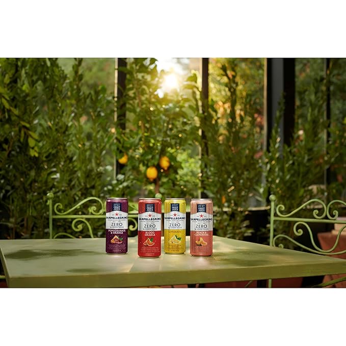 Sanpellegrino Zero Grams Added Sugar Italian Sparkling Drinks, Sparkling Blood Orange Beverage, 24 Pack of 11.15 Fl Oz Cans
