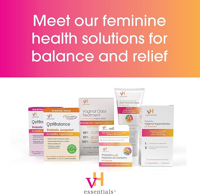 vH essentials Vitamin C Vaginal Tablet - Boric Acid Suppository Alternative - Supports Healthy pH and Eliminates Vaginal Odor Naturally, Suppositories for Vaginal Health 6 Count, 1 Applicator