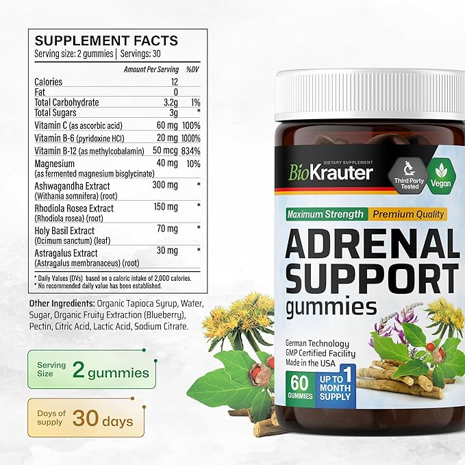 Adrenal Support Gummies B6, B12 B12 - 60 Chews