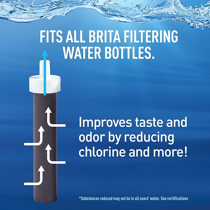 Brita Hard-Sided Plastic Premium Filtering Water Bottle, BPA-Free, Reusable, Replaces 300 Plastic Water Bottles, Filter Lasts 2 Months or 40 Gallons, Includes 1 Filter, Night Sky - 36 oz.