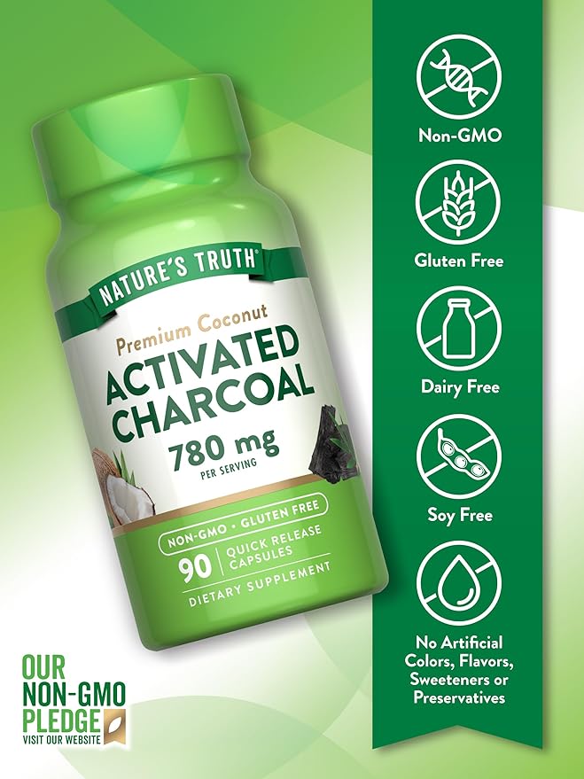 Nature's Truth Activated Charcoal Capsules | 90 Count | Non-GMO & Gluten Free Supplement