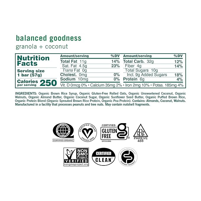 GoMacro MacroBar Organic Vegan Snack Bars - Granola + Coconut (2.0 Ounce Bars, 12 Count)