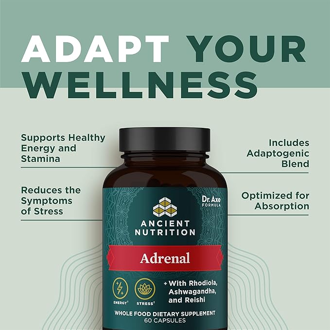 Adrenal Support with Ashwagandha Supplement by 1300mg, 60 60 Capsules
