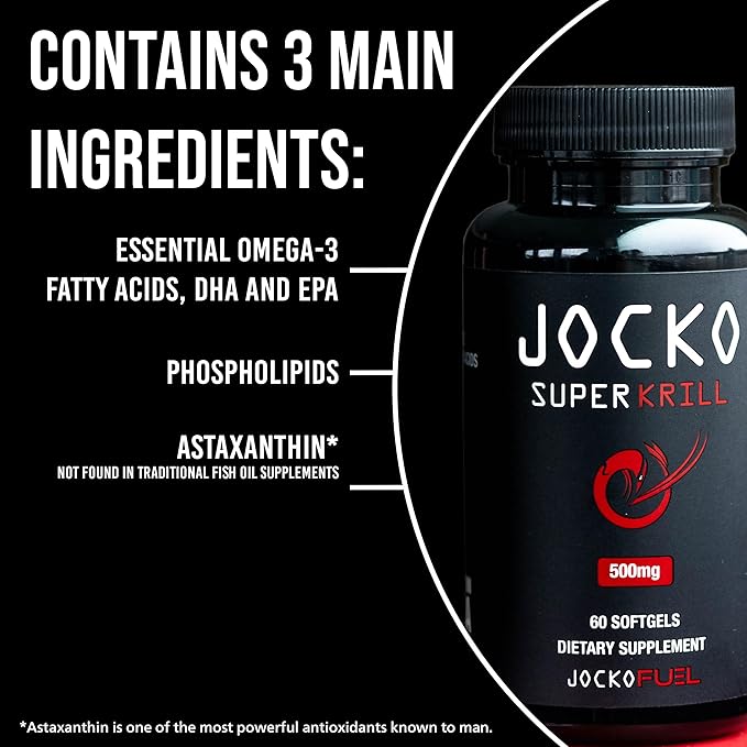 Jocko Fuel Antarctic Krill Oil Omega 3 Fatty 1000mg Softgels (60 Softgels)