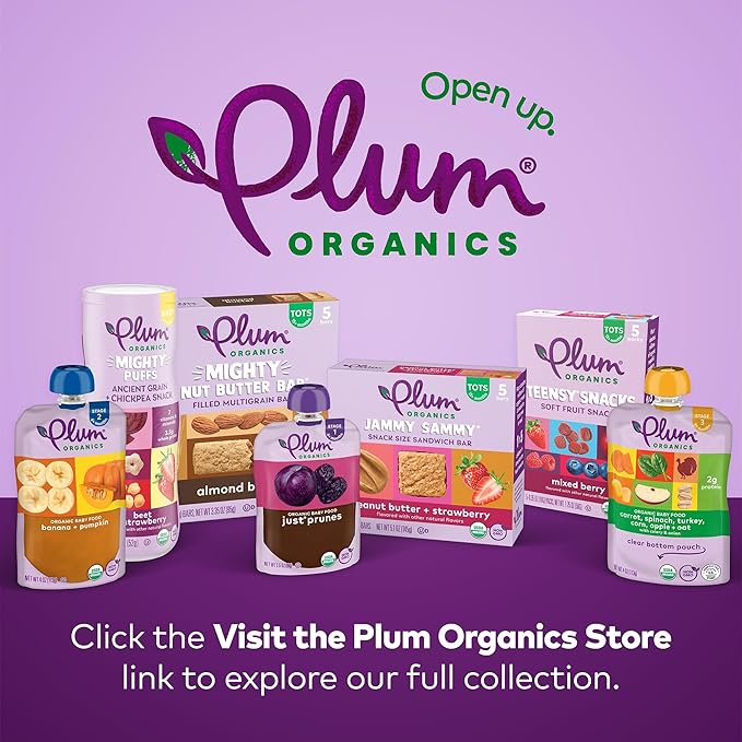 Plum Organics Mighty 4 Organic Toddler Food - Pear, Cherry, Blackberry, Strawberry, Black Bean, Spinach, and Oat - 4 oz Pouch (Pack of 12) - Organic Fruit and Vegetable Toddler Food Pouch