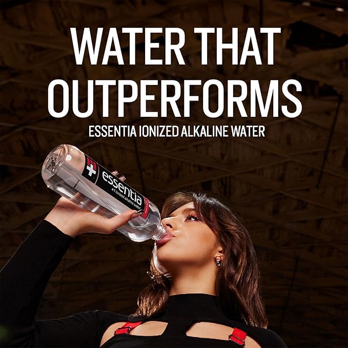 Essentia Water LLC , 99.9% Pure, Infused with Electrolytes for a Smooth Taste, pH 9.5 or Higher; Ionized Alkaline Water, Black, 42.3 Fl Oz (Pack of 12)
