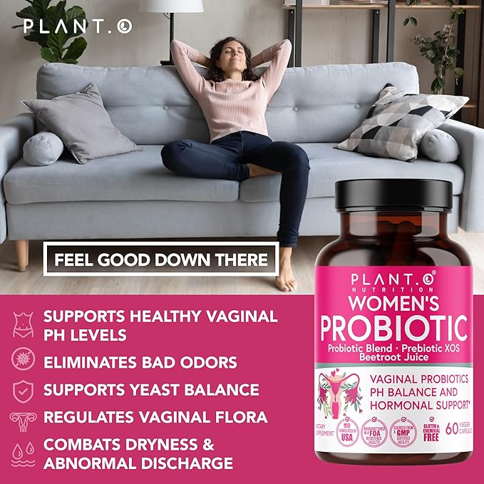 Vaginal Probiotics for Women with 4 Lactobacillus Strains Probiotic & Prebiotic Blend for pH Balance, Healthy Vaginal Odor & Vaginal Flora