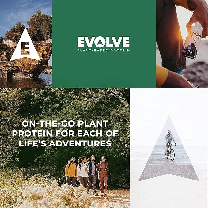 Evolve Plant Based Protein Shake, Café 20g Vegan 10g Fiber, 11oz, (12 (12 Pack)