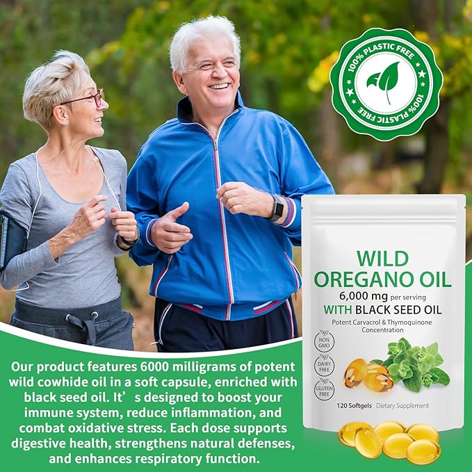 Oregano Oil Capsules,240 Softgels, 2 in 1 6,000mg 6,000mg Wild 200mg - 4X Strength