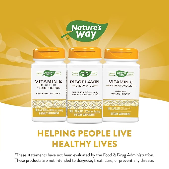 Nature's Way Riboflavin Vitamin B2, Supports 100mg per 100 Capsules