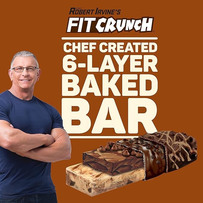 FITCRUNCH Snack Size Protein Bars, 6-Layer Baked Bar, 3g of Sugar, Gluten Free & Soft Cake Core (9 Bars, Chocolate Chip Cookie Dough)