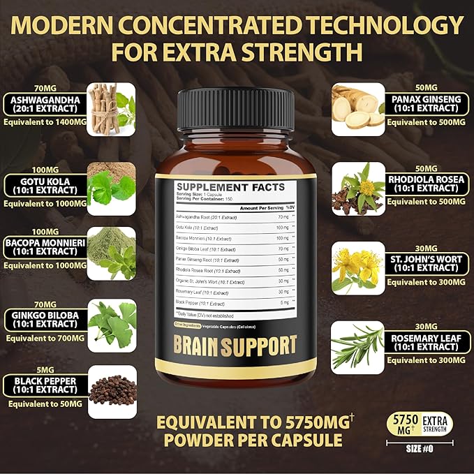 9in1 Brain Support Supplement 5750 Mg 150 Capsules 5 Months