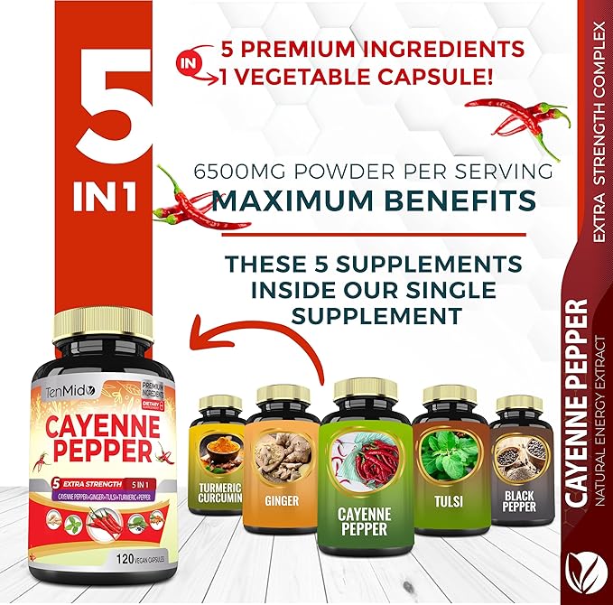 Cayenne Pepper Supplement 6500mg, 4 Months 120 Vegan