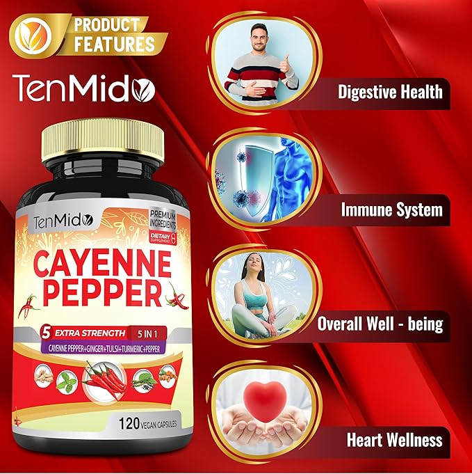 Cayenne Pepper Supplement 6500mg, 4 Months 120 Vegan