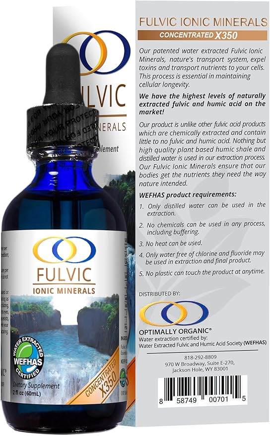 Optimally Organic Water Extracted Fulvic Ionic X350 - 8+ Month
