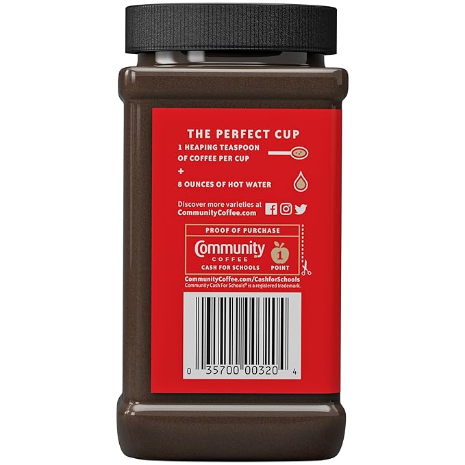 Community Coffee Signature Blend Dark Roast Premium Instant 7 Oz Jar (Pack of 1), Full Body Rich Bold Taste, 100% Select Arabica Coffee Beans