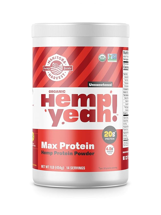 Manitoba Harvest Hemp Yeah! Organic Max 16oz; with 20g protein 4.5g Omegas 3&6 per