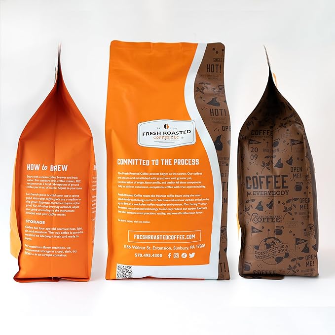Fresh Roasted Coffee, Brazil Minas Gerais, 5 lb (80 oz), Light Roast, Kosher, Ground