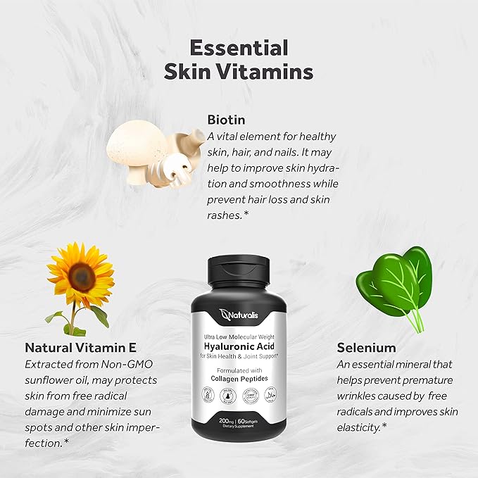 Naturalis Hyaluronic Acid 200mg, 10x Better 60 Softgels