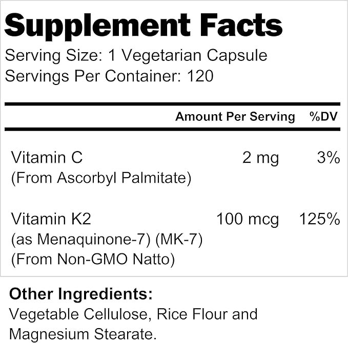 Vitamin K2 MK-7 100mcg ??120 4-Month Supply,