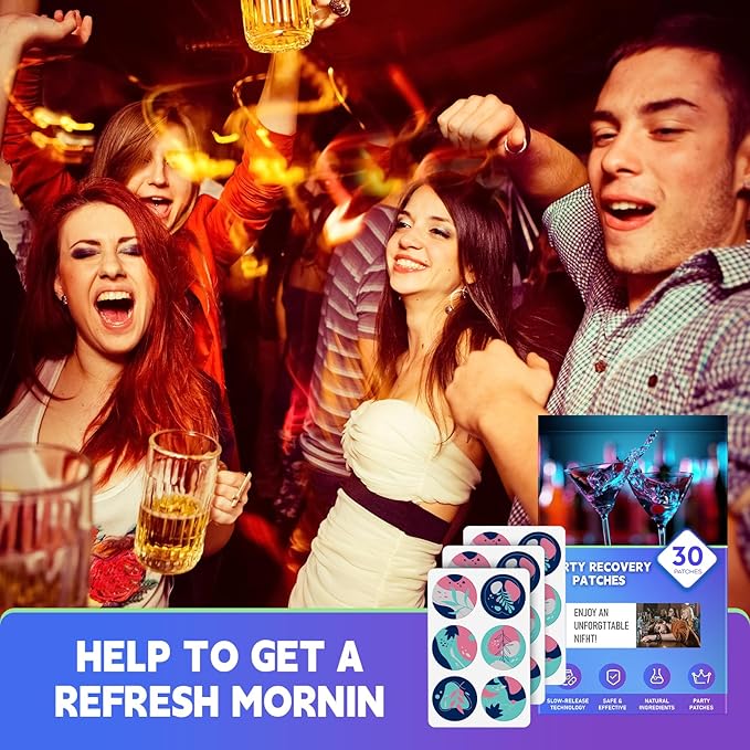 Recovery Patches 30 Pack - Enjoy No Regret Night and Wake Up Refreshed, Natural Formulas, for Enhanced Mornings, for Men and Women with, Blue - 10