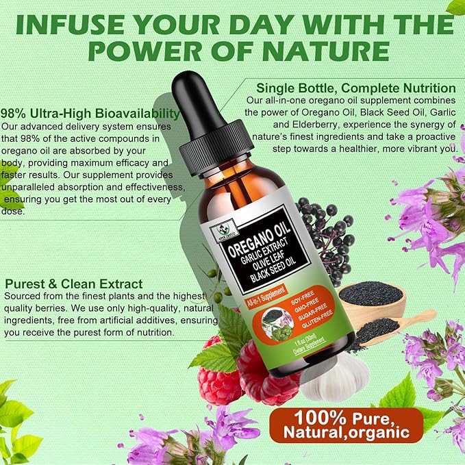 Organics Oregano Oil Liquid Drops,Oil Of 6000mg with