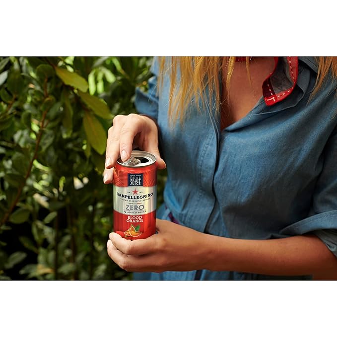 Sanpellegrino Zero Grams Added Sugar Italian Sparkling Drinks, Sparkling Blood Orange Beverage, 24 Pack of 11.15 Fl Oz Cans