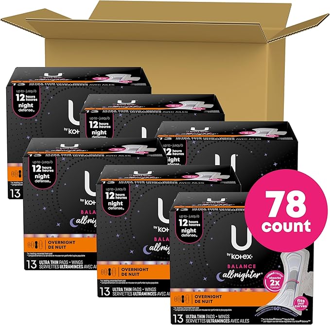 U by Kotex Balance Ultra Thin 78 Count (6 Packs 13) (Packaging