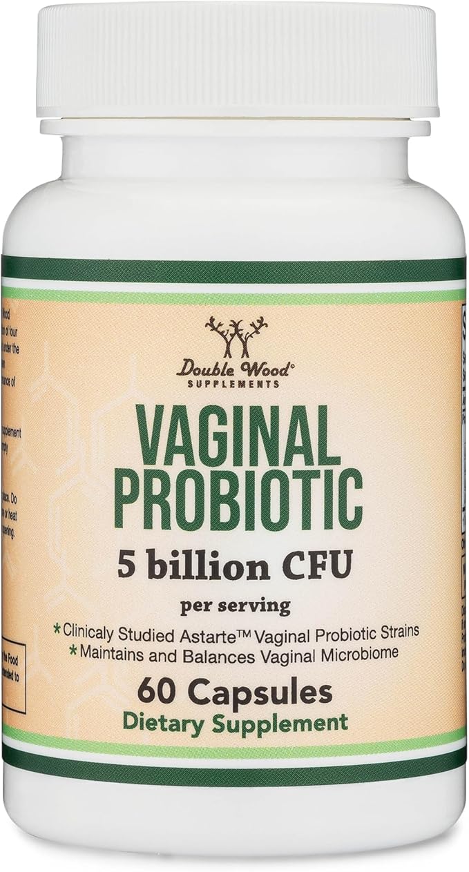 Vaginal Probiotics for Women - Four Probiotics Clinically Studied for Vaginal PH Balance, Vaginal Comfort, Odor Control, and Microbiome Balance (60 Capsules, 5 Billion CFU Per Serving) by Double Wood