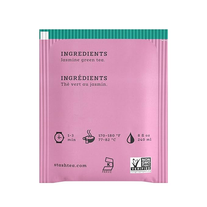 Stash Tea Jasmine Blossom Green Tea - Caffeinated, Non-GMO Project Verified Premium Tea with No Artificial Ingredients, 30 Count (Pack of 6) - 180 Bags Total