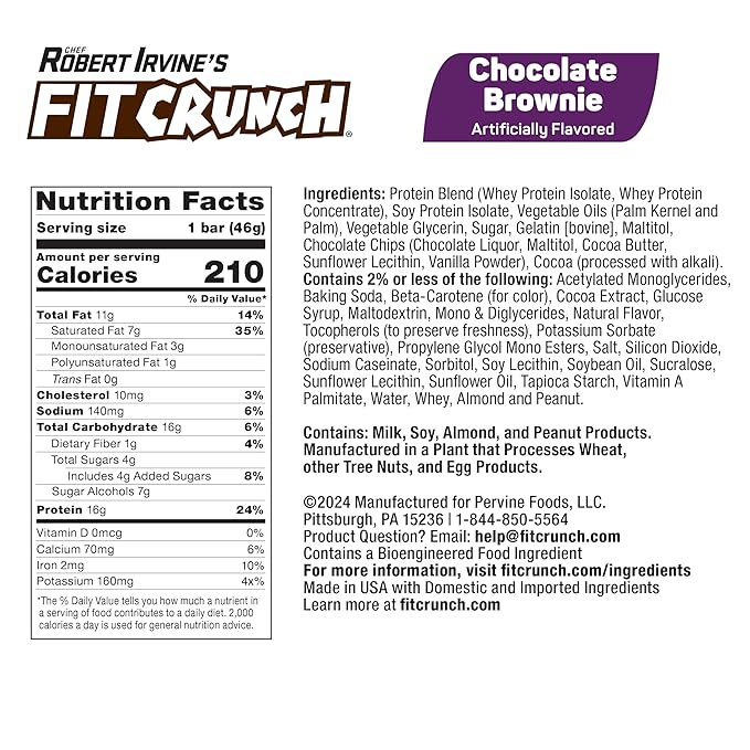 FITCRUNCH Snack Size Protein Bars, 6-Layer Baked Bar, 4g of Sugar, Gluten Free & Soft Cake Core (9 Bars, Chocolate Brownie)