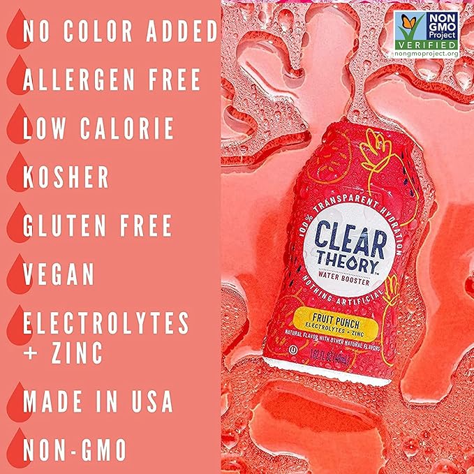 Clear Theory Water Flavoring Drops, Electrolytes Drink Mix, Water Enhancer Liquid, Flavored Hydration for Kids, Vegan, Gluten Free, Low Calories, Stevia, Variety Pack, 4 Pack, 1.62 Fl Oz Bottles