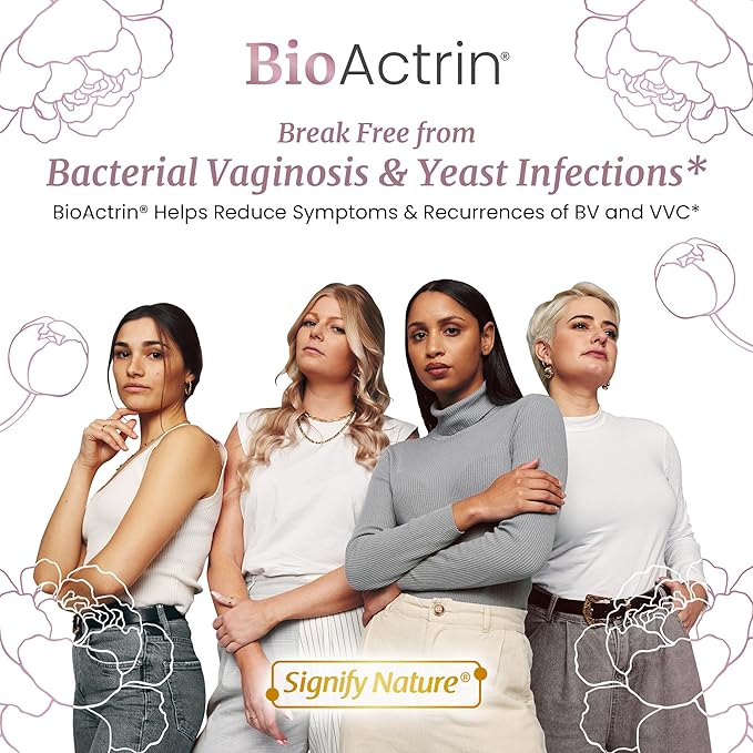 Bioactrin Vaginal Probiotics for Women - Formulated Bacterial Vaginosis Treatment, Yeast Infection and Vaginitis Relief - BV Treatment for Women Probiotic- pH Female Vaginitis Support - 56 Pills