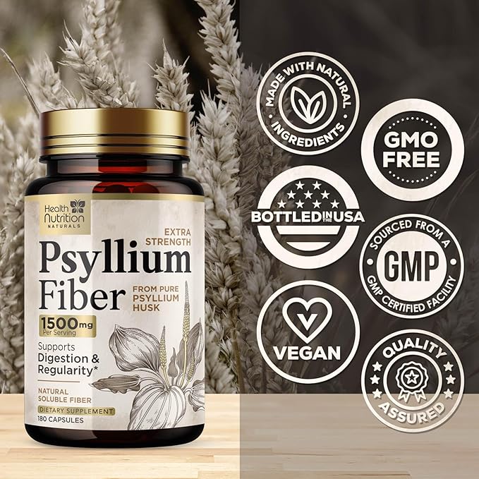 High Absorption Psyllium Husk Capsules 1500mg 180 Fiber