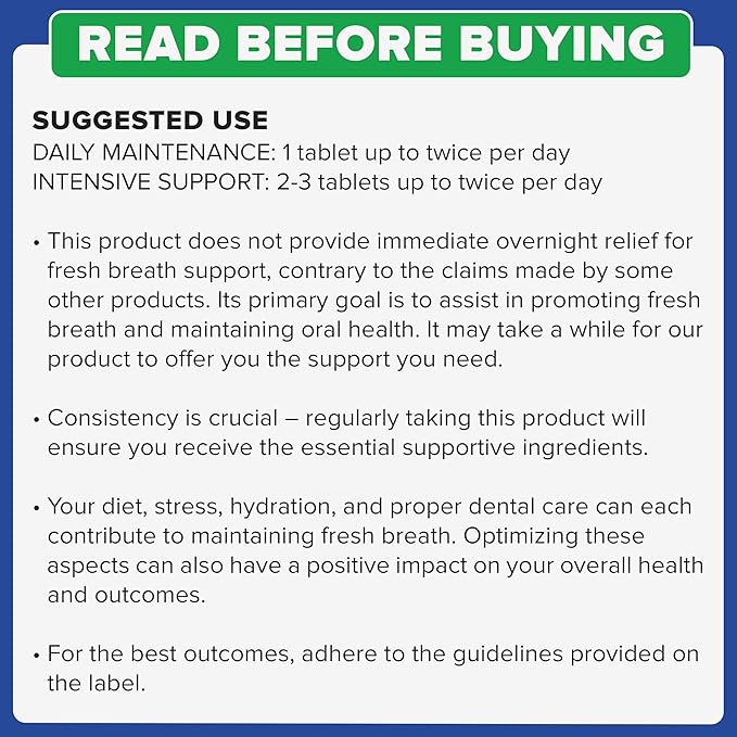 Oral Probiotics for Mouth Bad Breath Treatment for Adults - Dental Probiotics for Teeth and Gums - Oral Health Probiotics - 60 Lozenges Peppermint Flavor