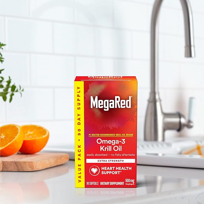 MegaRed Antarctic Krill Oil 500mg Omega 3 Fatty (90cnt box),