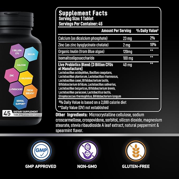 Dental Probiotics For Bad Breath & 90 Tablets