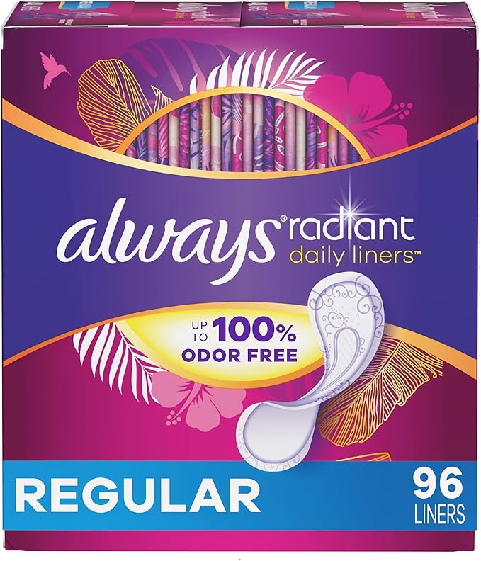 Always Radiant Daily Feminine Panty Liners 96 Count(Pack 1)
