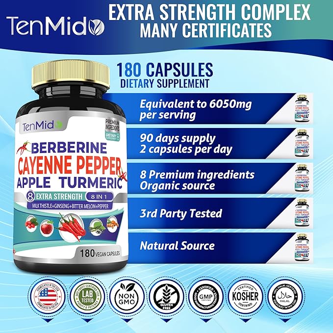 Cayenne Pepper Supplements Extract Capsules 6050mg, 180 Capsules