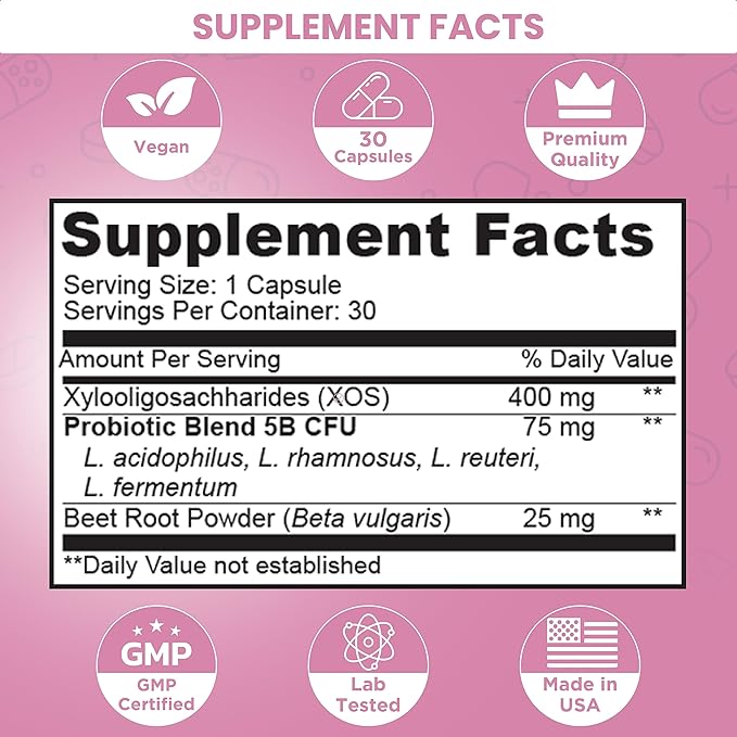 Vaginal Probiotics for Women- 5 Billion CFU Probiotic for pH Balance- Promote Healthy Vaginal Odor & Vaginal Flora- Non-GMO, Women's Vaginal Health Supplement (30 Servings)